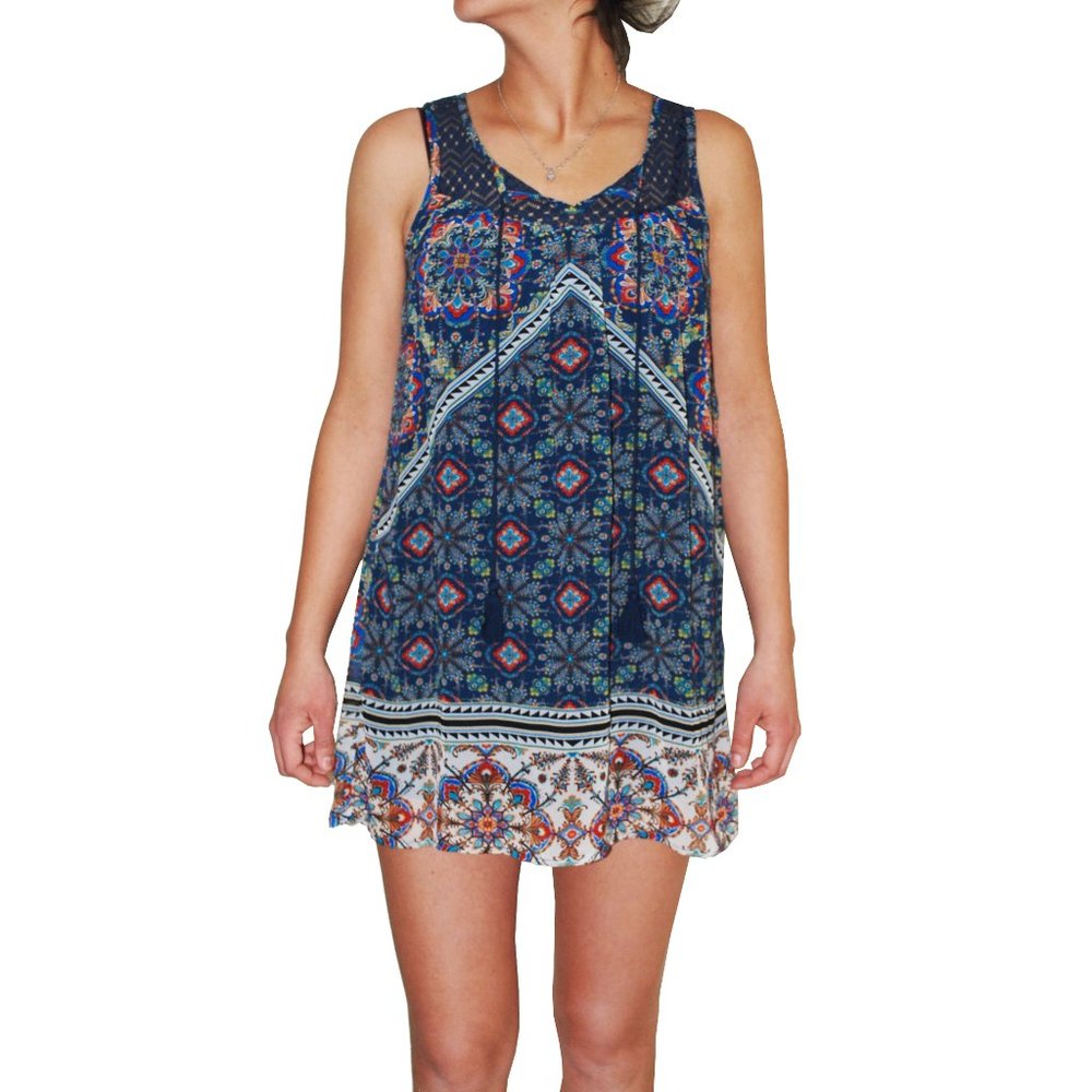 As U Wish Juniors' Tassel-Tie Peasant Dress, XS